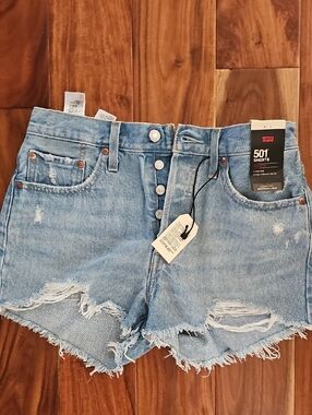 Levi's Light Blue Distressed 501 Jean Shorts